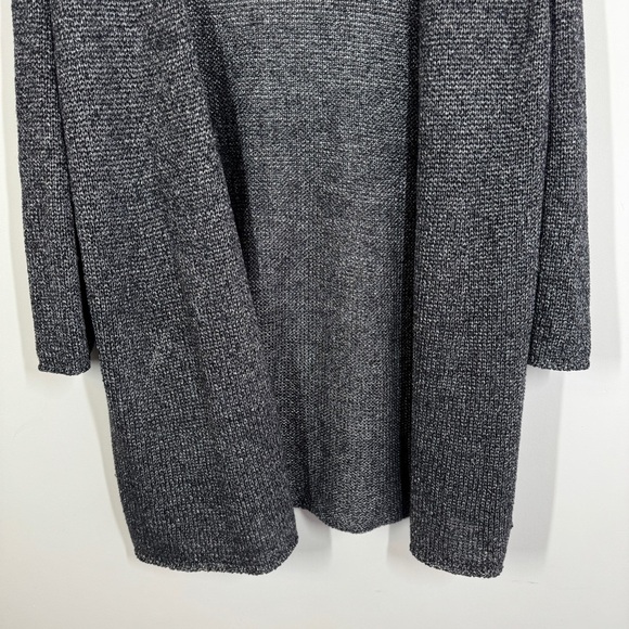 Eileen Fisher Gray Open Front Linen Blend Long Cardigan Sweater Minimalist - Picture 4 of 11